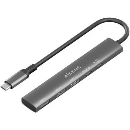 AISENS ASUC-5P022-GR base para portátil y replicador de puertos Alámbrico USB 3.2 Gen 1 (3.1 Gen 1) Type-C