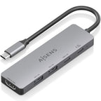 AISENS ASUC-5P028-GR base para portátil y replicador de puertos Alámbrico USB 3.2 Gen 1 (3.1 Gen 1) Type-C