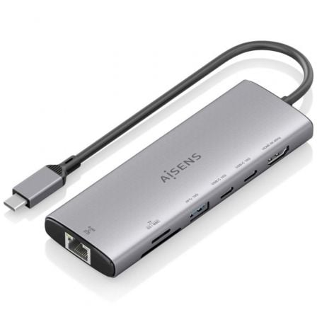AISENS ASUC-7P032-GR base para portátil y replicador de puertos Alámbrico USB 3.2 Gen 1 (3.1 Gen 1) Type-C