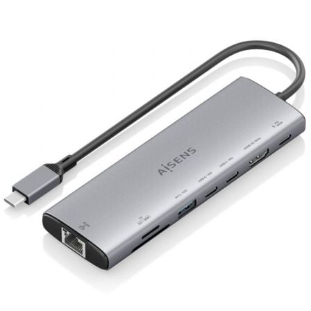 AISENS ASUC-8P033-GR base para portátil y replicador de puertos Alámbrico USB 3.2 Gen 1 (3.1 Gen 1) Type-C