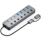 AISENS ASUC-8P043-GR hub de interfaz USB 3.2 Gen 1 (3.1 Gen 1) Type-A 5000 Mbit/s