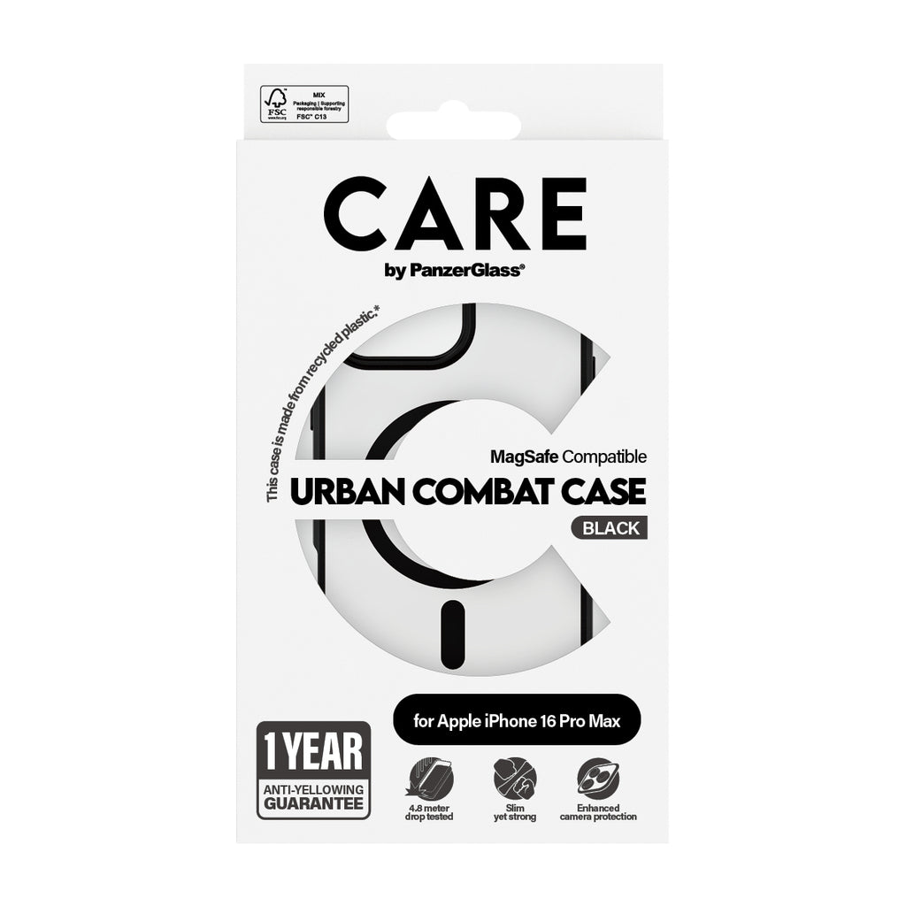 PanzerGlass CARE™ by ® Urban Combat Case Transparent & MagSafe iPhone 16 Pro Max funda para teléfono móvil Negro (3)