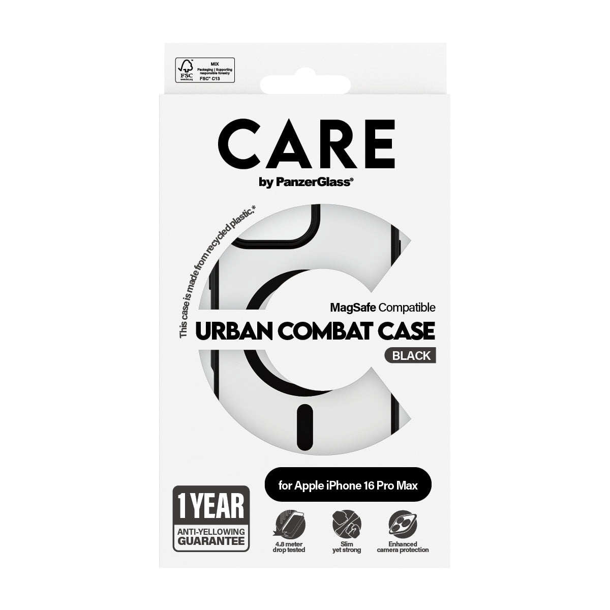 PanzerGlass CARE™ by ® Urban Combat Case Transparent & MagSafe iPhone 16 Pro Max funda para teléfono móvil Negro (3)