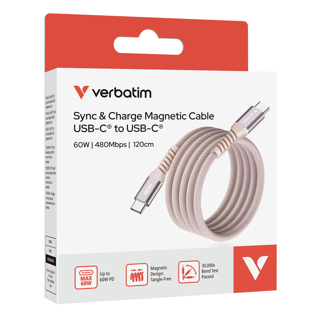 Verbatim 31853 cable USB USB 2.0 1,2 m USB C 0,48 Gbit/s 60 W Rosa (8)