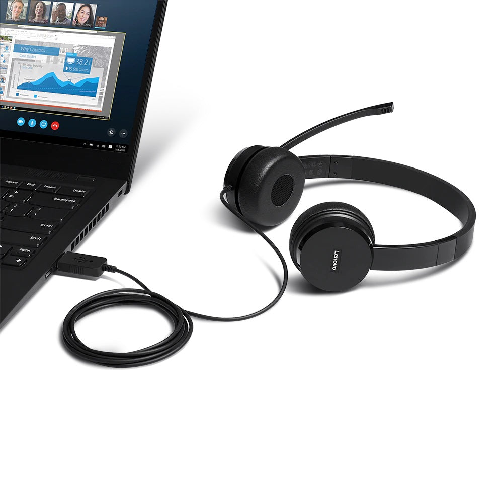 Lenovo 4XD0X88524 auricular y casco Auriculares Alámbrico Diadema Oficina/Centro de llamadas Negro (3)