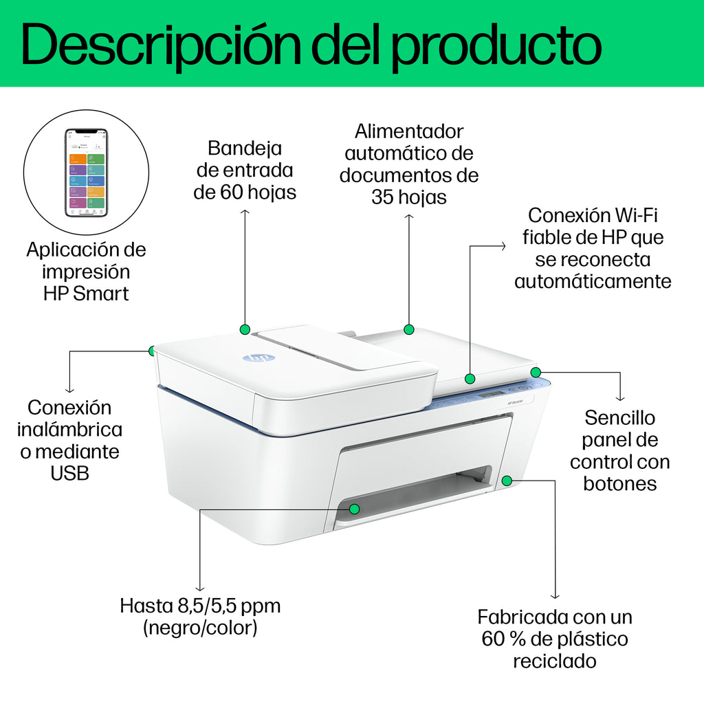 HP DeskJet 4222e All-in-One Printer Inyección de tinta térmica A4 4800 x 1200 DPI 8,5 ppm Wifi (6)