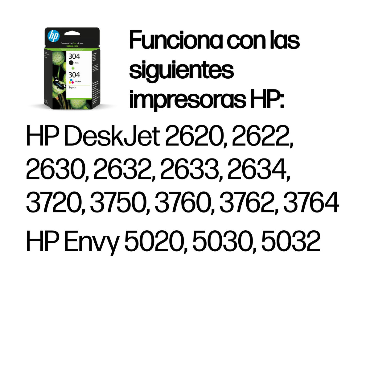 HP 304 2-pack Black/Tri-color Original Ink Cartridges cartucho de tinta 2 pieza(s) Rendimiento estándar Negro, Cian, Magenta, Amarillo (3)