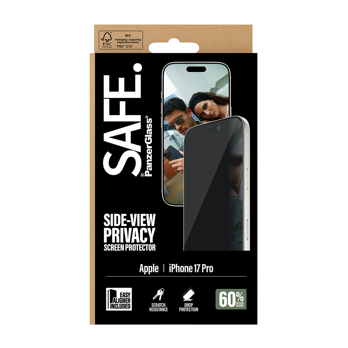 PanzerGlass SAFE. by ® 2-Way Privacy Screen Protector iPhone 17 Pro | Ultra-Wide Fit w. EasyAligner Protector de pantalla Apple 1 pieza(s) (3)