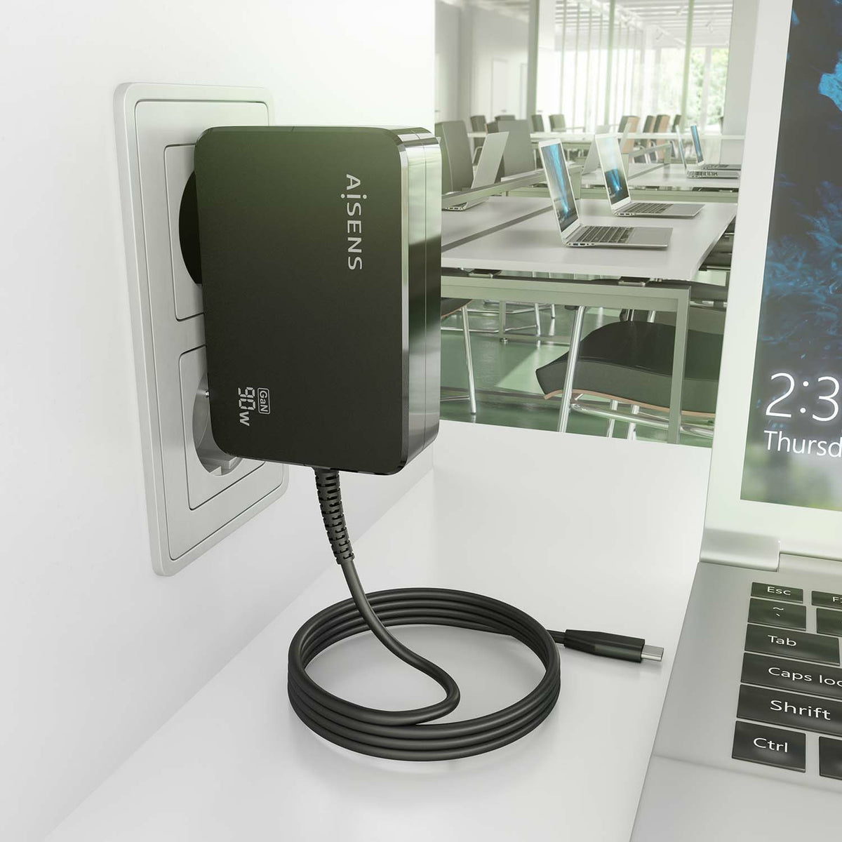 AISENS ASCH-1PD90WL034-BK cargador de dispositivo móvil Universal Negro Corriente alterna Interior (5)