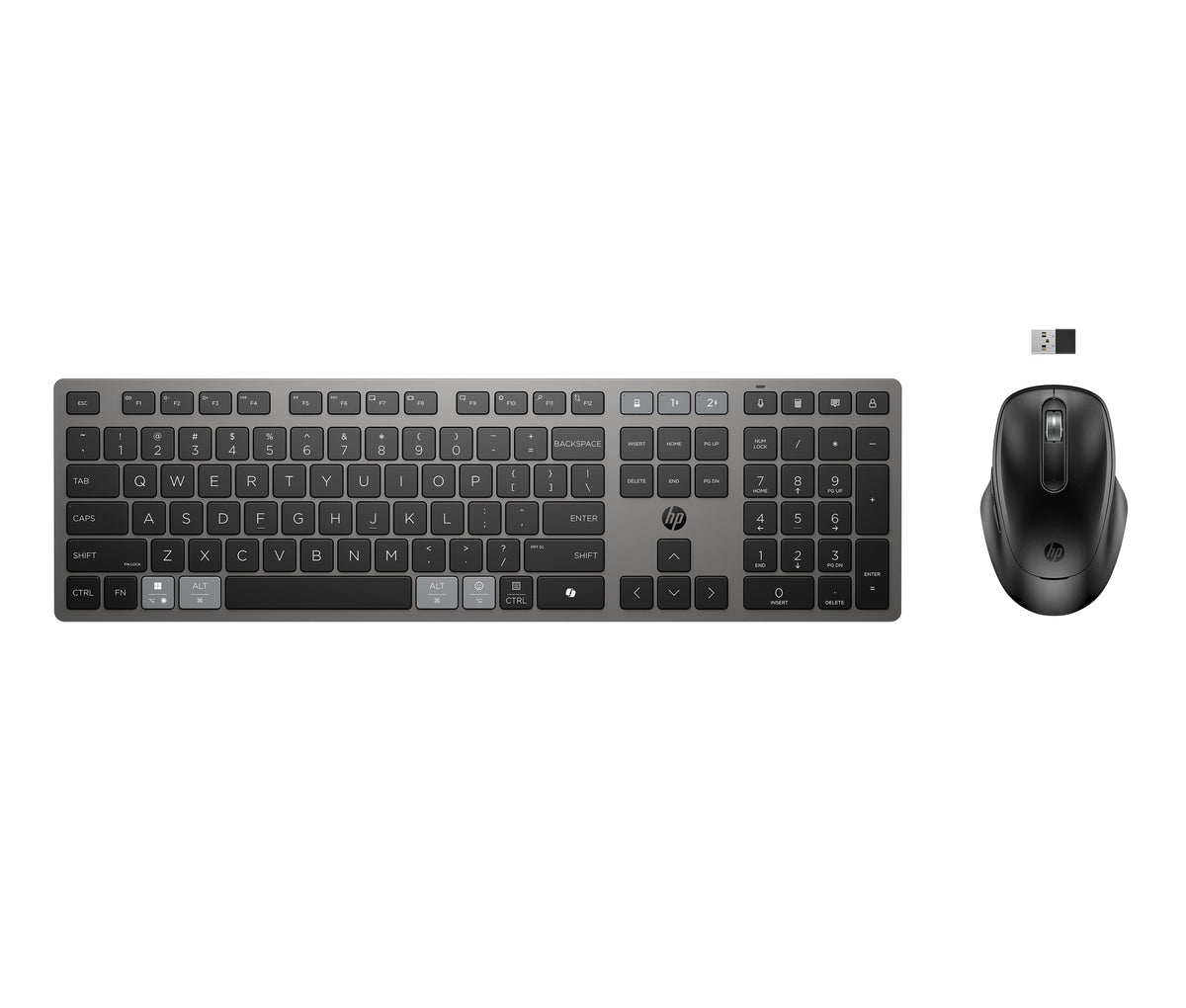 HP 725 Multi-Device Rechargeable Wireless Keyboard and Mouse Combo teclado Ratón incluido Oficina RF Wireless + Bluetooth Negro (2)