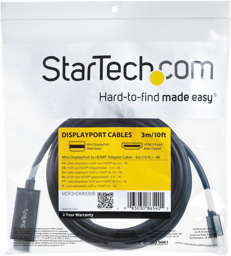 Startech MDP2HDMM3MB - 4K 30Hz, UltraHD, Cable con Adaptador Incluido, Negro (3)