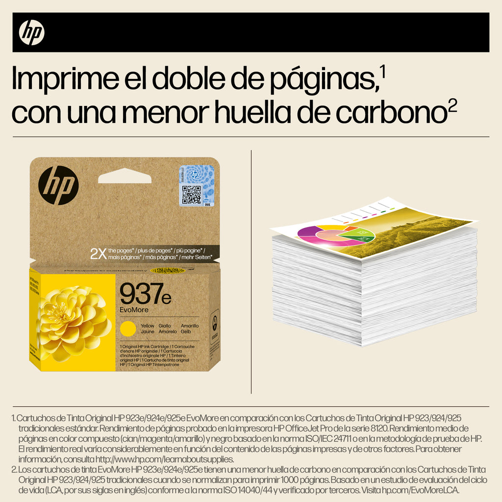 HP 937e EvoMore Yellow Original Ink Cartridge cartucho de tinta 1 pieza(s) Alto rendimiento (XL) Amarillo (3)