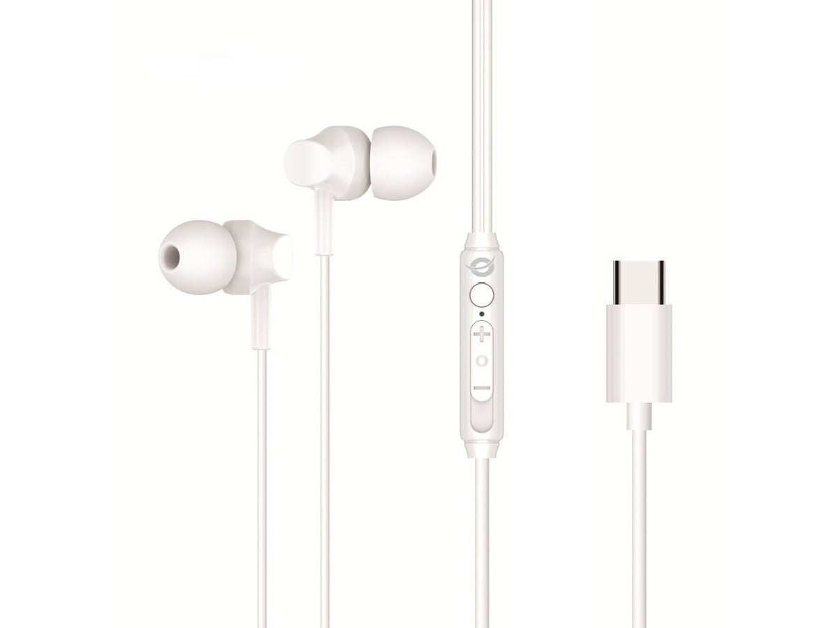 Conceptronic BRENDAN03W auricular y casco Auriculares Alámbrico Dentro de oído Llamadas/Música USB Tipo C Blanco