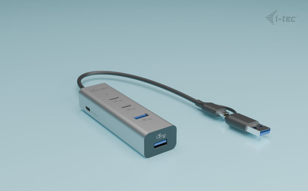 i-tec Metal CAHUBMETAL2A2CPD hub de interfaz USB 3.2 Gen 1 (3.1 Gen 1) Type-A + Type-C 5000 Mbit/s Plata (2)