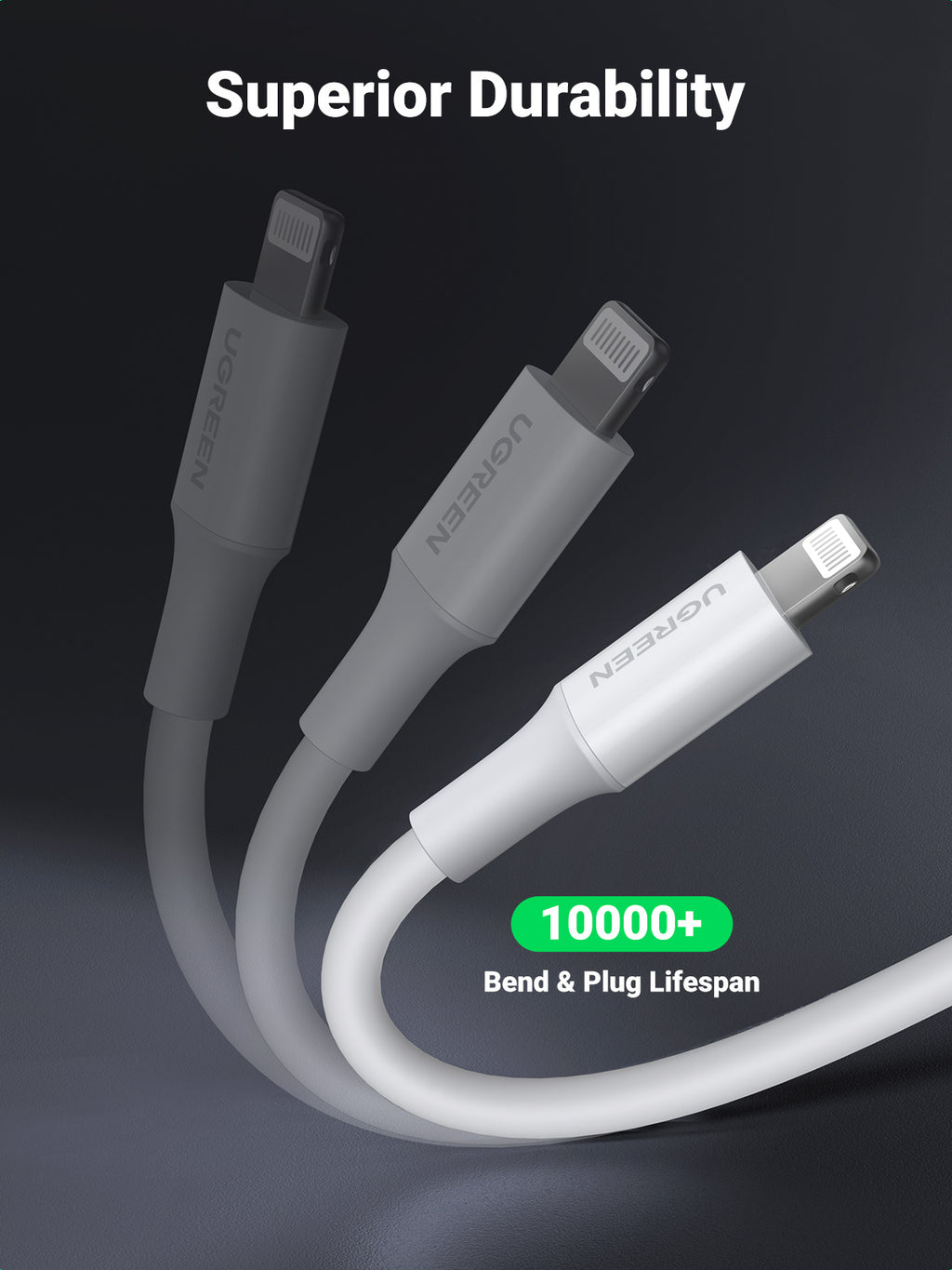 Ugreen cable USB 2.0 A lightning 2m, 5V/2.4A iPhone 7 / 7plus / 6S/ 6 / 6 Plus (20728)