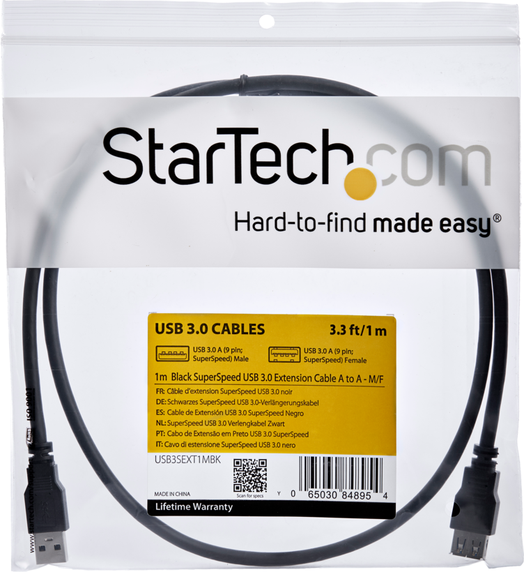 Startech USB3SEXT1MBK - Macho a Hembra USB A, Extensor, Negro (3)