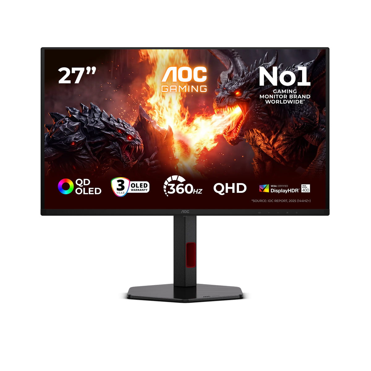 AOC G4 Q27G4SDR pantalla para PC 67,3 cm (26.5") 2560 x 1440 Pixeles Quad HD QD-OLED Negro, Rojo