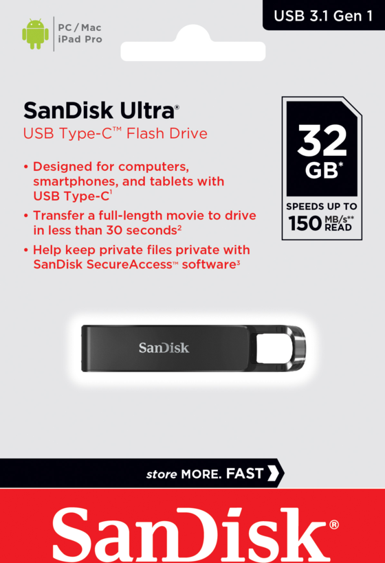 SanDisk Ultra Memoria USB 32GB Type-C 3.2 Gen 1 Negro (2)