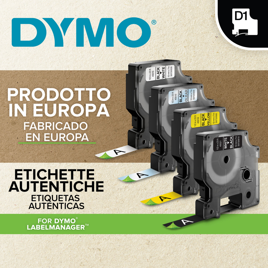 DYMO D1 Standard - Black on White - 12mm cinta para impresora de etiquetas Negro sobre blanco (6)