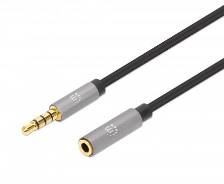 Manhattan 356022 cable de audio 1 m 3,5mm Negro, Plata (2)