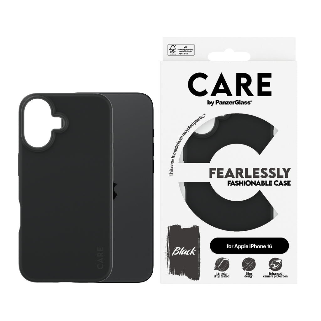 PanzerGlass CARE™ by ® Case Black iPhone 16 funda para teléfono móvil Negro (2)