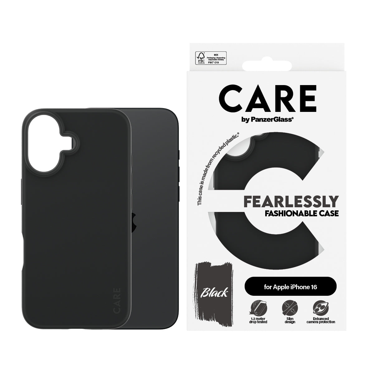 PanzerGlass CARE™ by ® Case Black iPhone 16 funda para teléfono móvil Negro (2)
