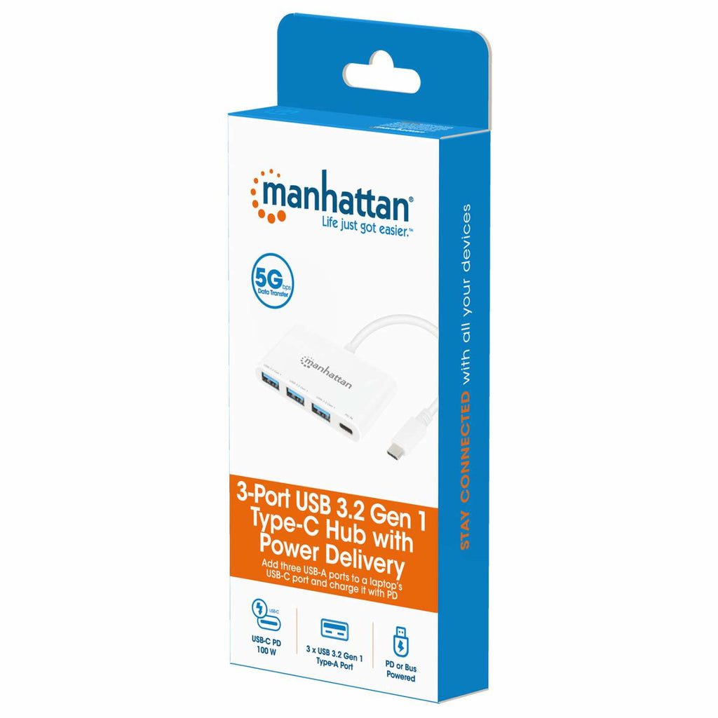 Manhattan 168434 hub de interfaz USB 3.2 Gen 1 (3.1 Gen 1) Type-C 5000 Mbit/s Blanco (6)