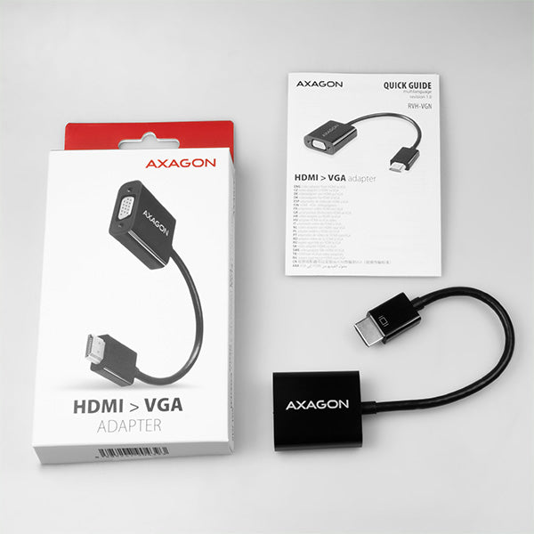 Axagon RVH-VGN adaptador de cable de vídeo 0,15 m HDMI tipo A (Estándar) VGA (D-Sub) Negro (7)
