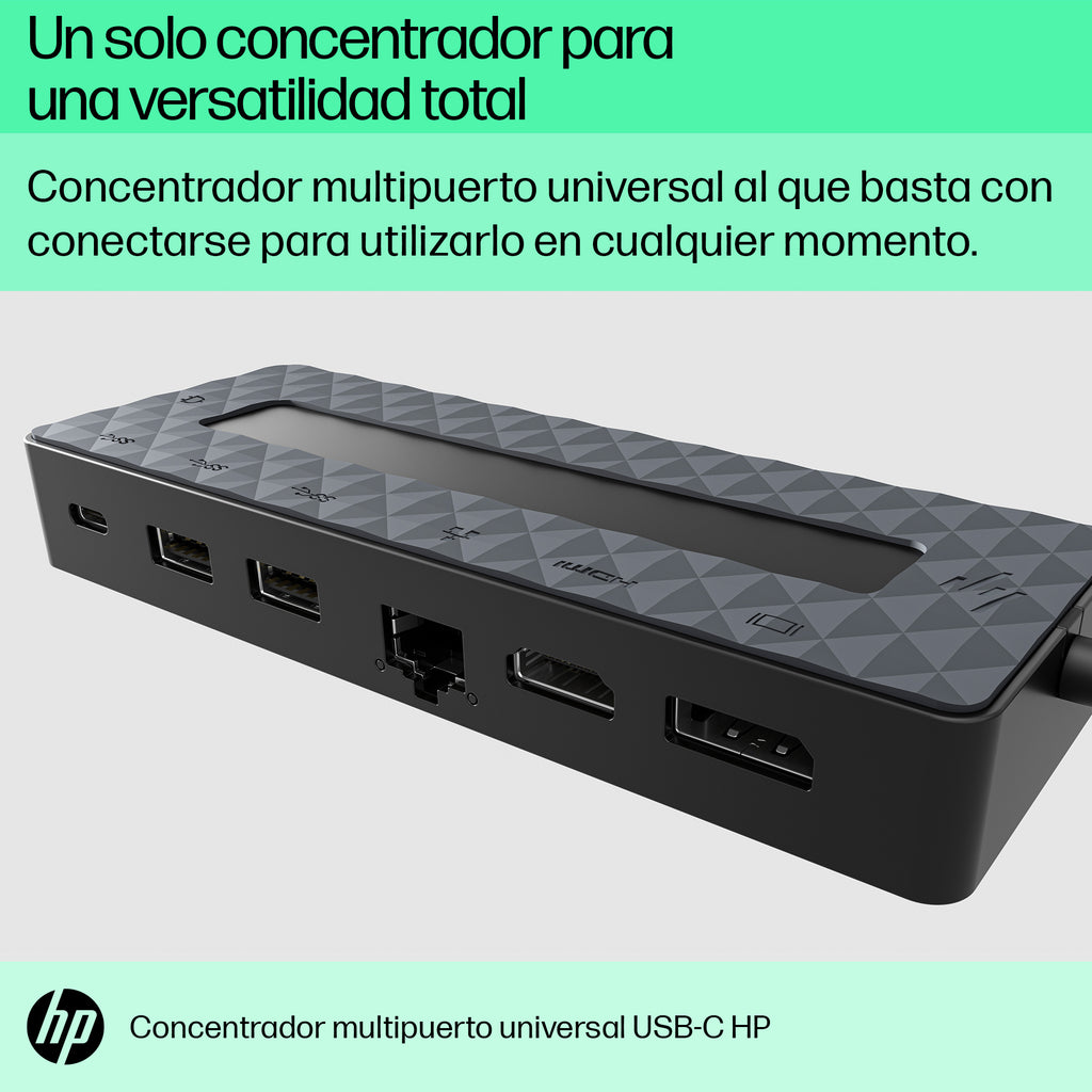 HP Universal USB-C Multiport Hub USB 3.2 Gen 1 (3.1 Gen 1) Type-C Negro (DOC0253A)