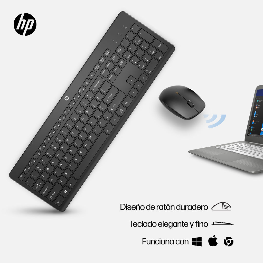 HP 230 Wireless Mouse and Keyboard Combo teclado Ratón incluido Oficina RF inalámbrico Negro (3)