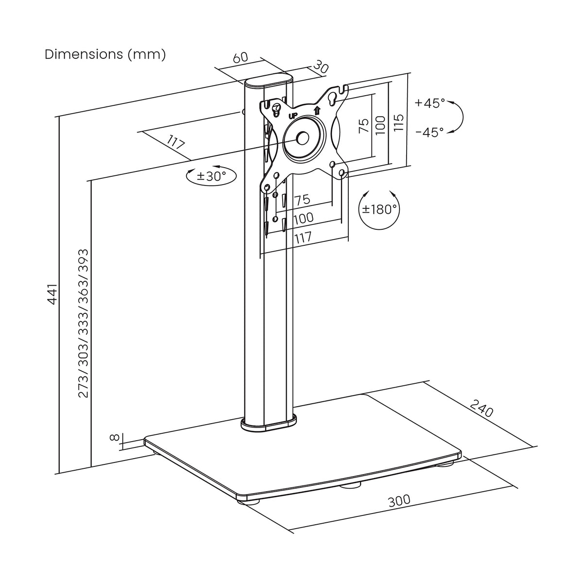 AISENS DT34TSR-457 soporte para monitor 86,4 cm (34") Escritorio (8)