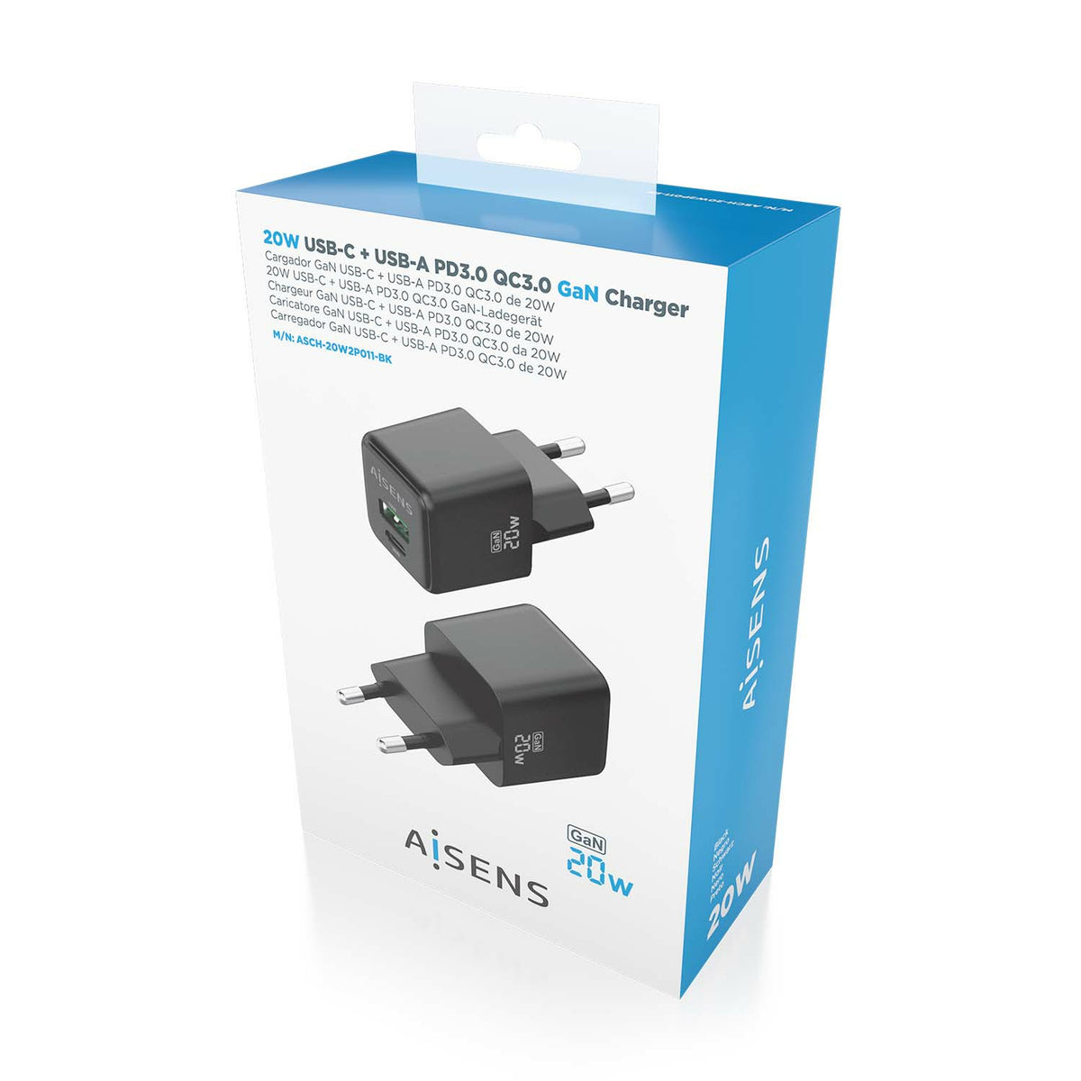 AISENS ASCH-20W2P011-BK cargador de dispositivo móvil Universal Corriente alterna Carga rápida Interior (7)