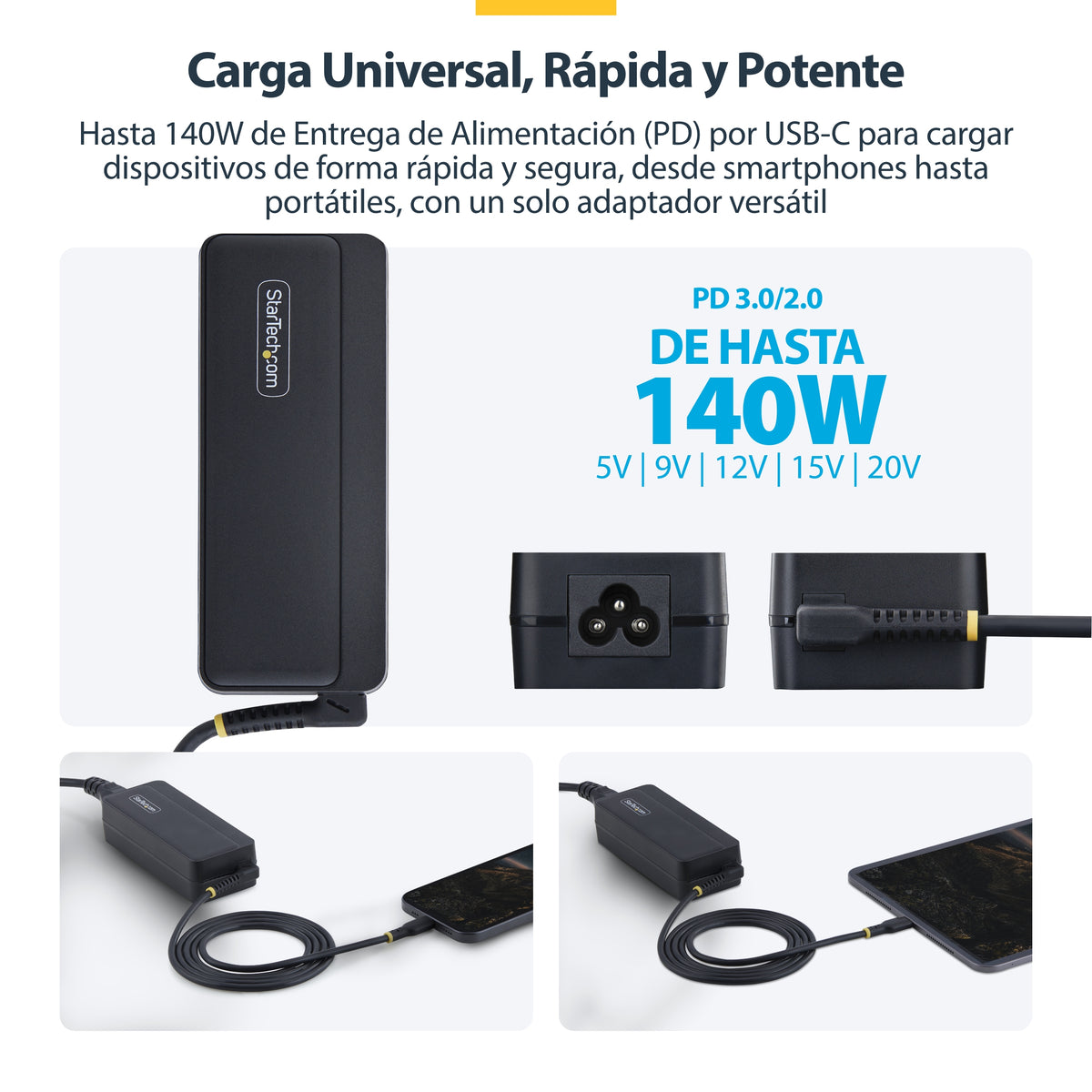 StarTech.com 1140LE-USB-C-CHARGER adaptador e inversor de corriente Interior Negro (6)