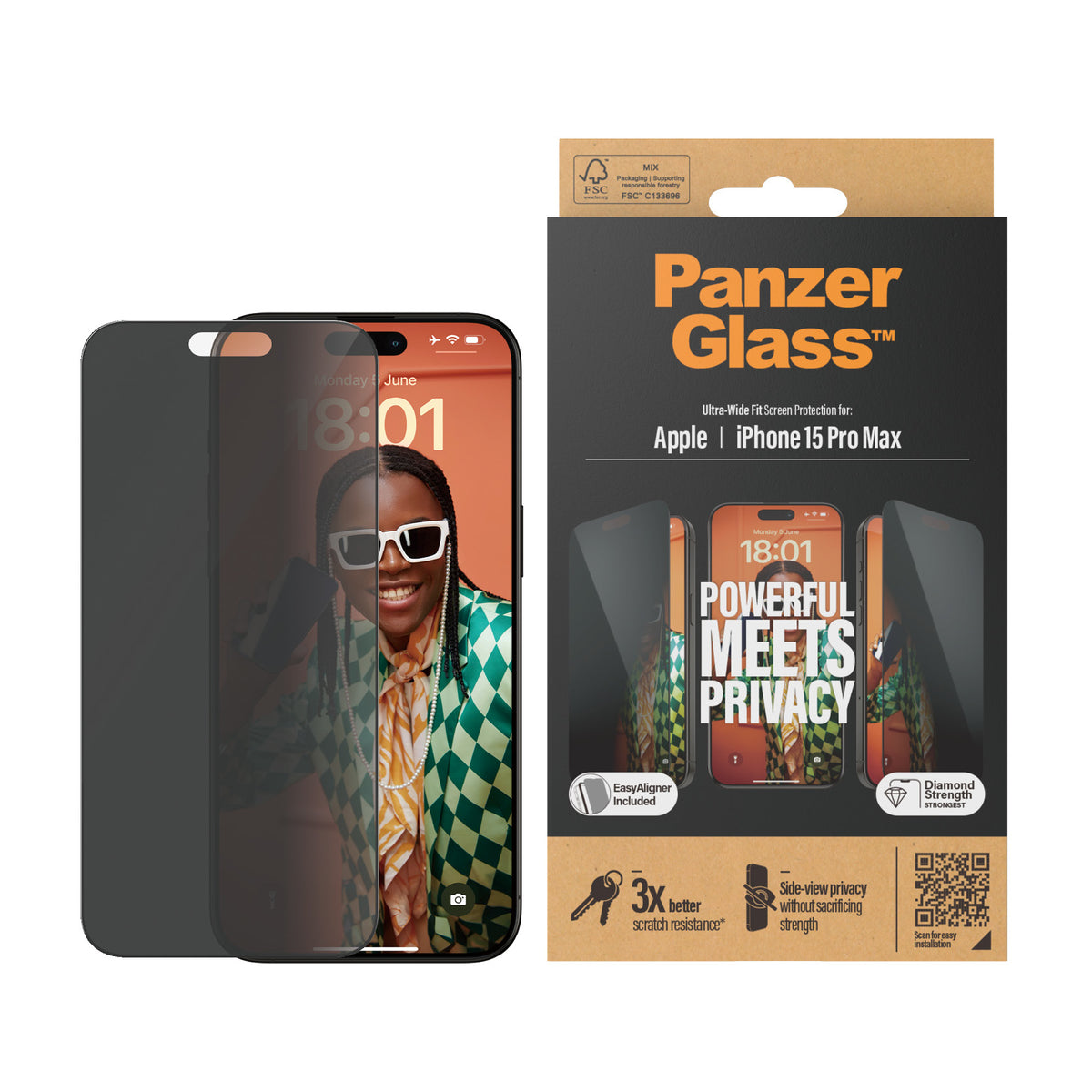 PanzerGlass ® Privacy Screen Protector iPhone 15 Pro Max (P2812)