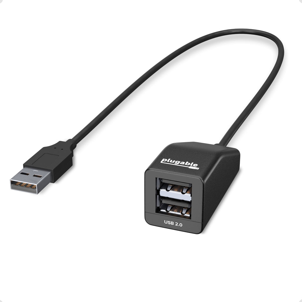 Plugable Technologies USB2-2PORT hub de interfaz USB 2.0 480 Mbit/s Negro