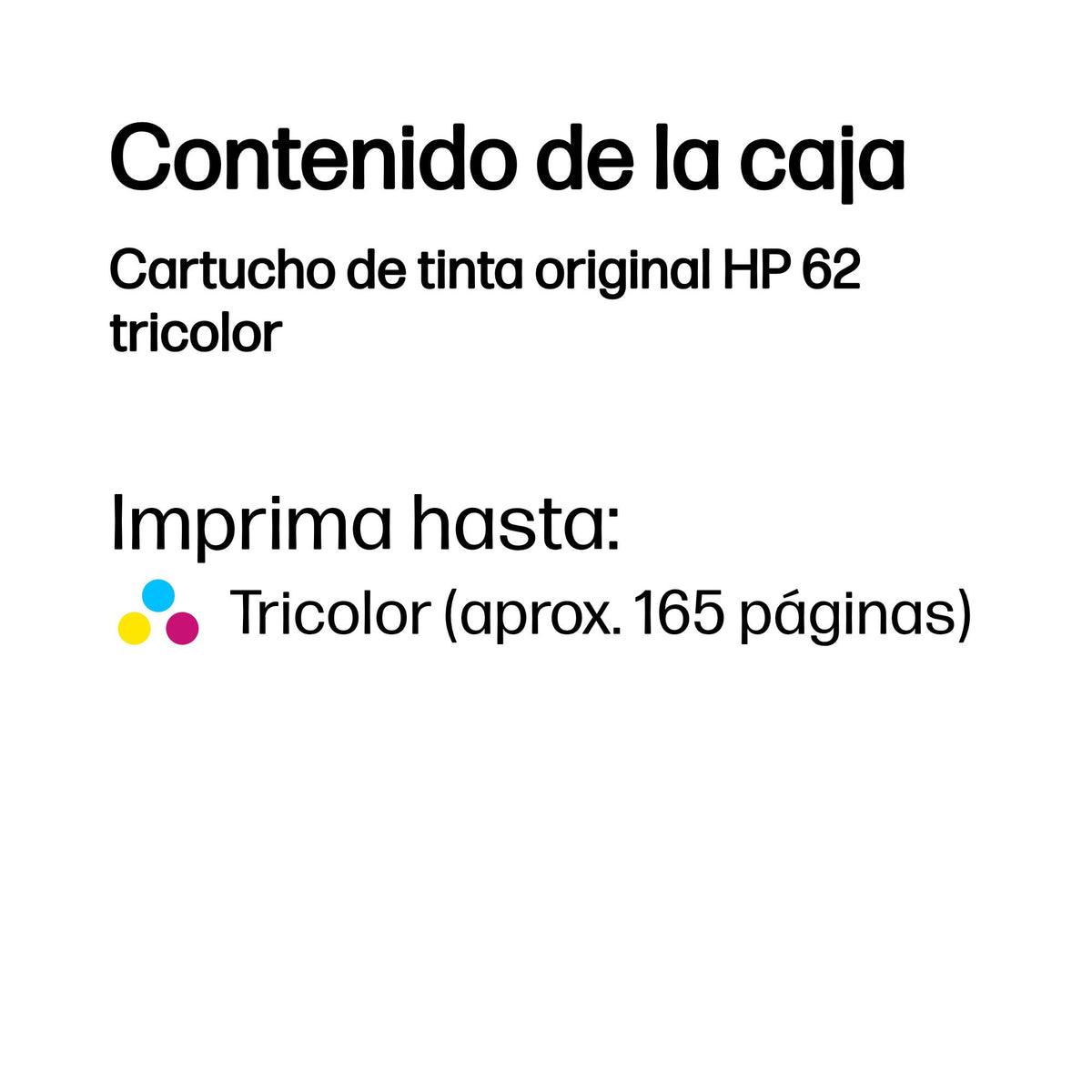 HP 62 Tri-color Original Ink Cartridge cartucho de tinta 1 pieza(s) Estándar Cian, Magenta, Amarillo (4)
