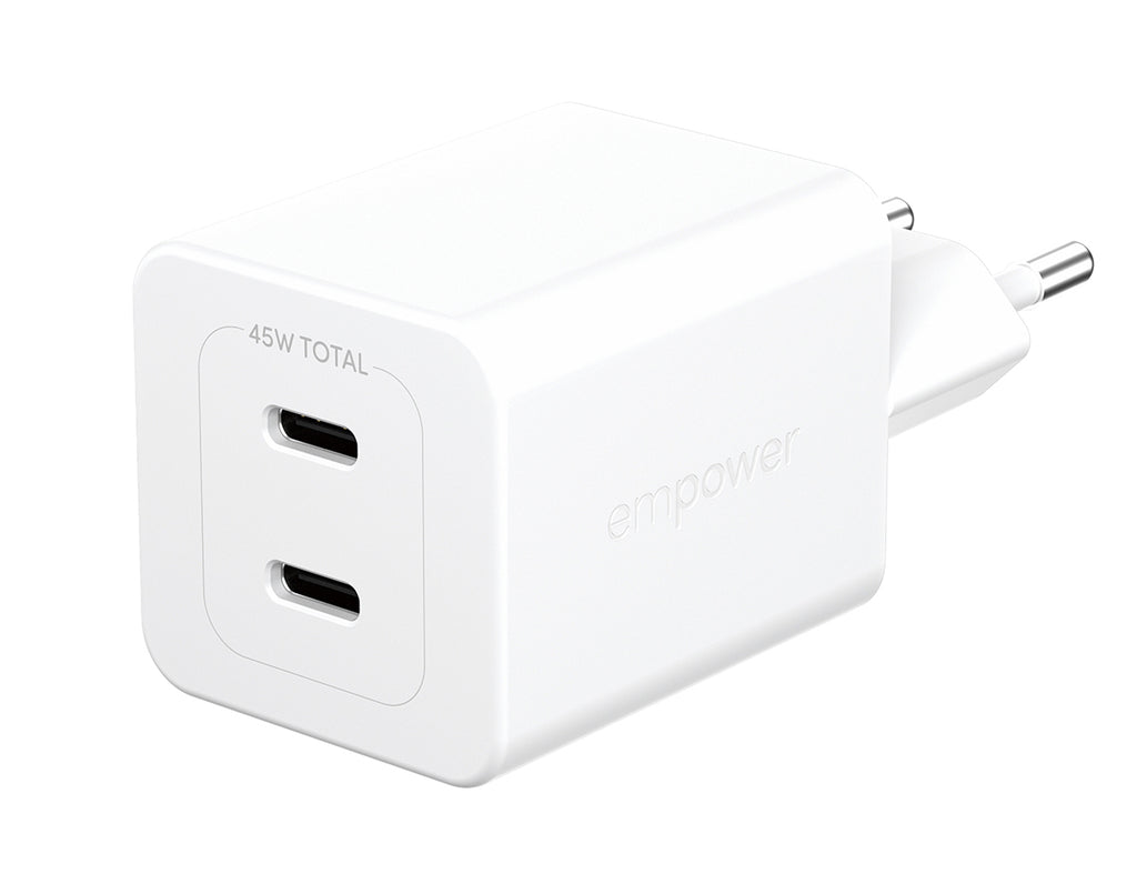 PanzerGlass empower™ by ® Turbo 45W Charger incl. 2 x USB-C | EU Plug | Silver White Smartphone Blanco Corriente alterna Carga rápida Interior