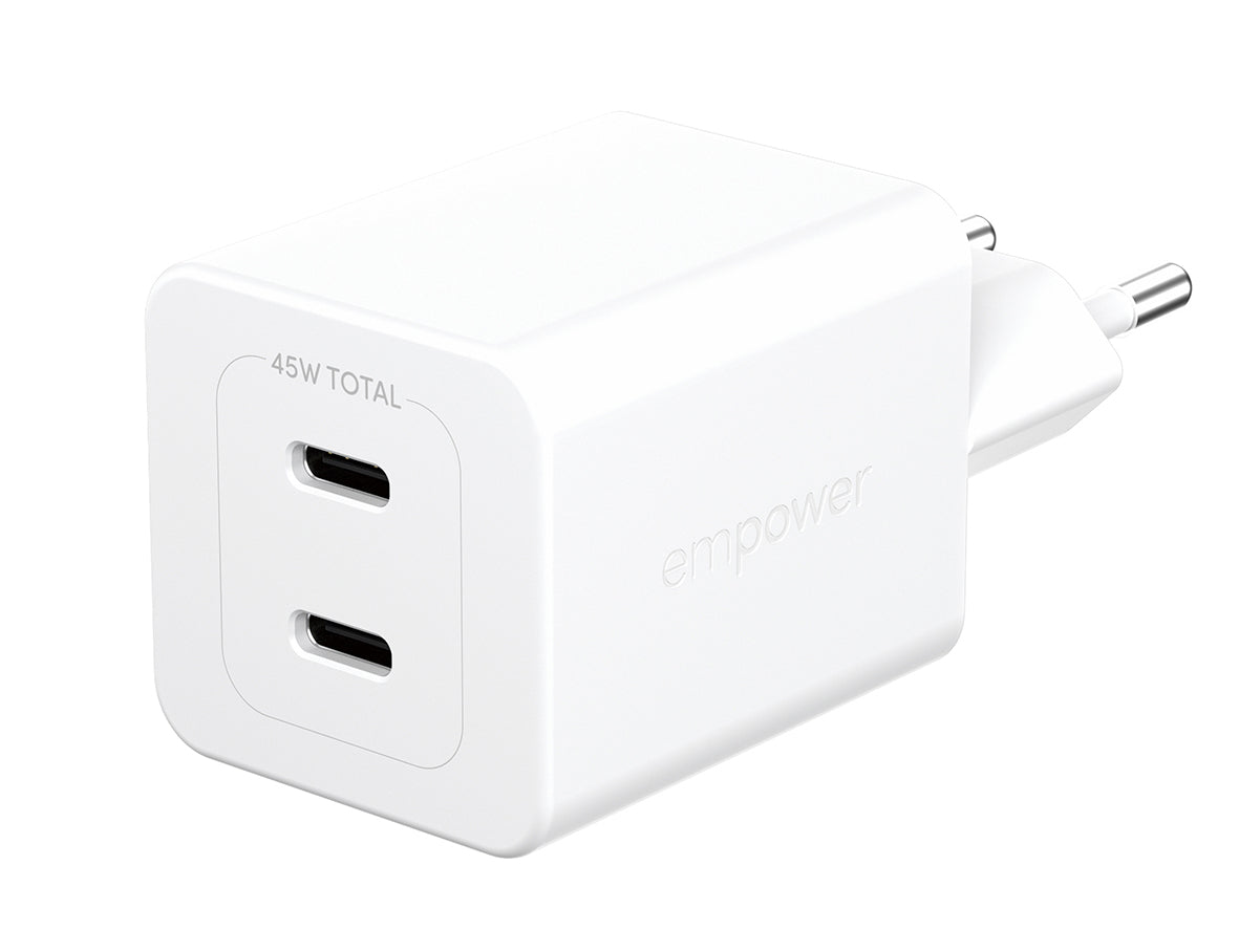 PanzerGlass empower™ by ® Turbo 45W Charger incl. 2 x USB-C | EU Plug | Silver White Smartphone Blanco Corriente alterna Carga rápida Interior