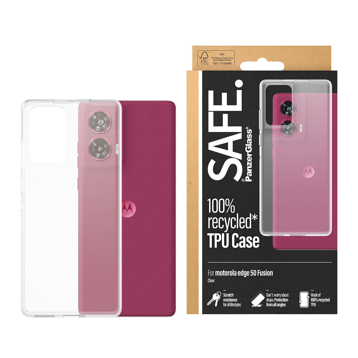 PanzerGlass SAFE. by ® TPU Case for Motorola Moto edge 50 Fusion | Transparent funda para teléfono móvil Transparente (2)