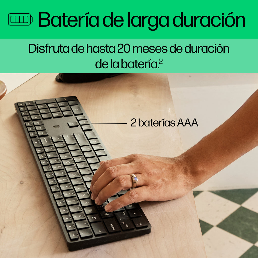 HP 450 BLK Programmable Wireless Keyboard teclado RF inalámbrica + USB Negro (8)