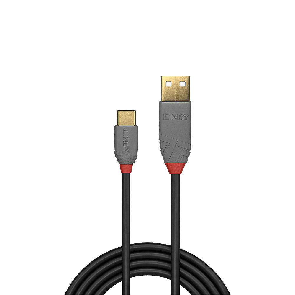 Lindy 36886 cable USB USB 2.0 1 m USB A USB C 0,48 Gbit/s Negro, Gris (3)