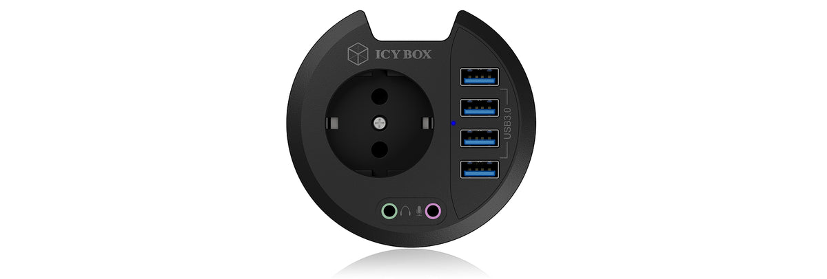 ICY BOX IB-HUB1430 toma de corriente Negro