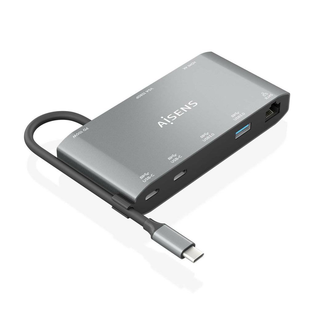 AISENS ASUC-8P010-GR base para portátil y replicador de puertos Alámbrico USB 3.2 Gen 1 (3.1 Gen 1) Type-C (2)
