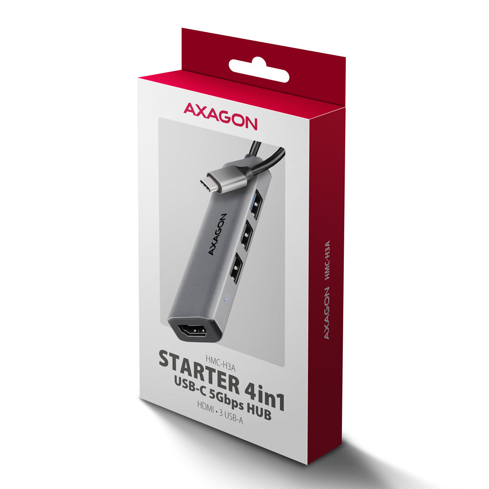Axagon HMC-H3A base para portátil y replicador de puertos Alámbrico USB 3.2 Gen 1 (3.1 Gen 1) Type-C Plata (6)