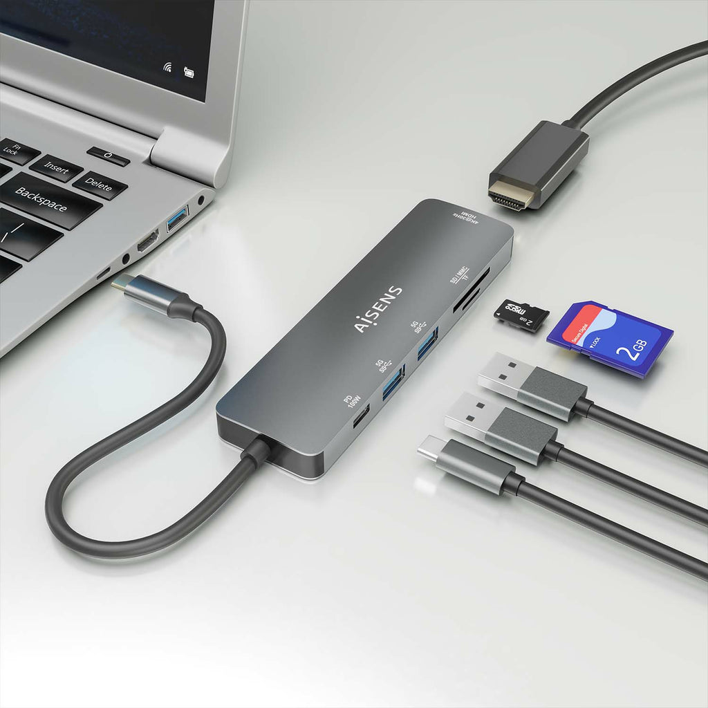 AISENS ASUC-6P016-GR base para portátil y replicador de puertos Alámbrico USB 3.2 Gen 1 (3.1 Gen 1) Type-C (6)
