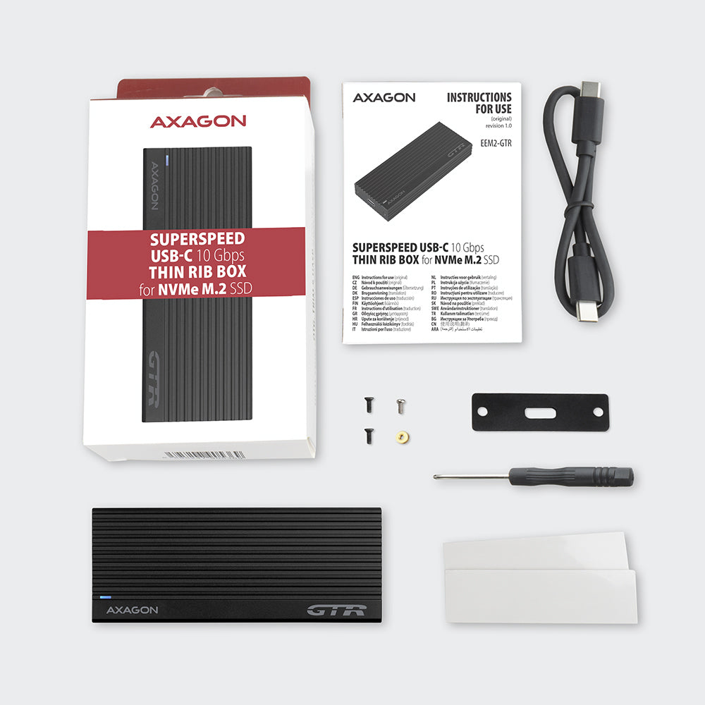 Axagon EEM2-GTR caja para disco duro externo Caja externa para unidad de estado sólido (SSD) Negro M.2 (9)