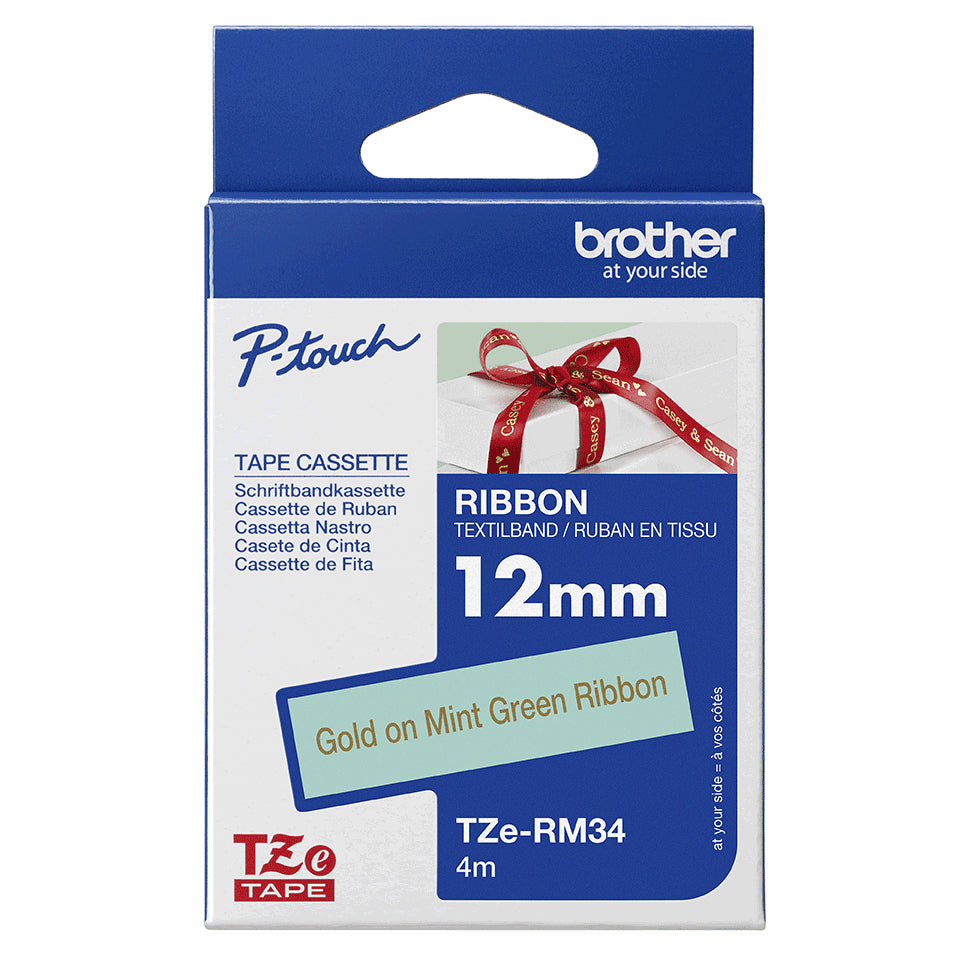 Brother TZE-RM34 cinta para impresora de etiquetas Color dorado sobre verde menta (4)