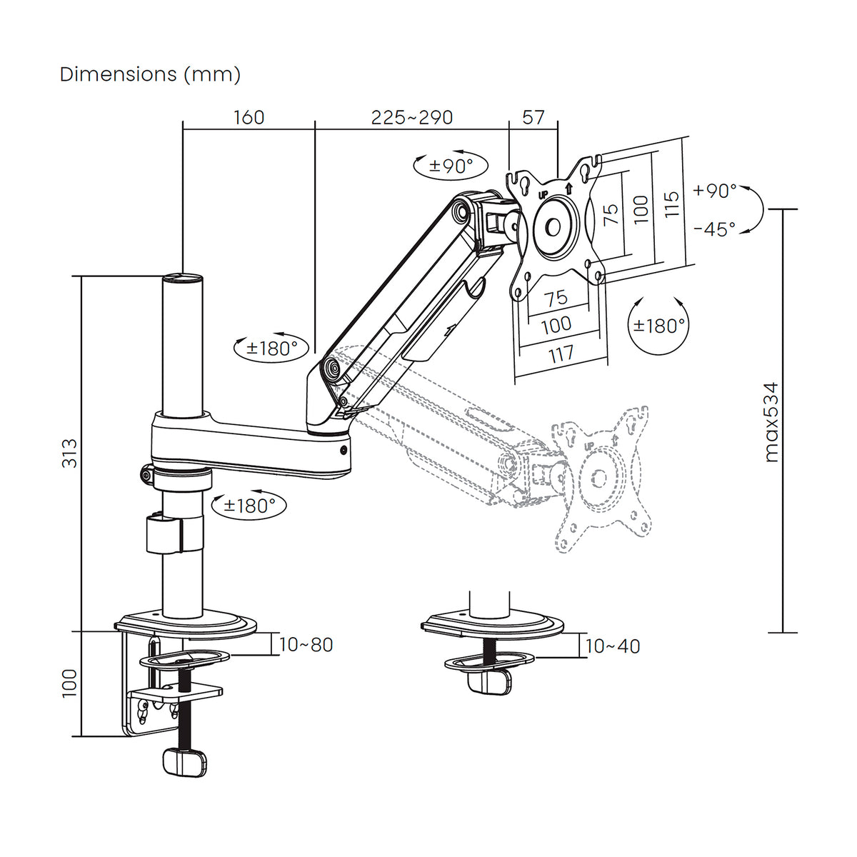 AISENS DT32TSR-437 soporte para monitor 81,3 cm (32") Escritorio (8)
