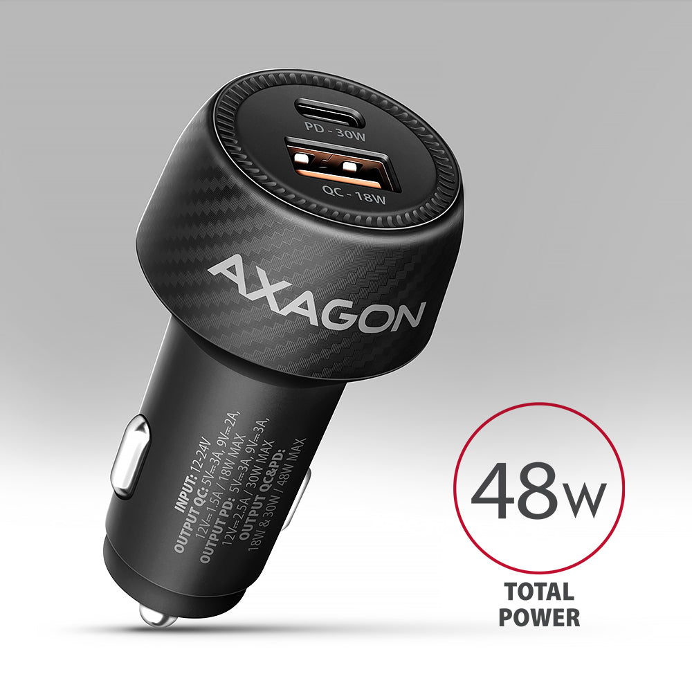 Axagon PWC-PQ48 cargador de dispositivo móvil Universal Negro Encendedor de cigarrillos Carga rápida Auto (2)