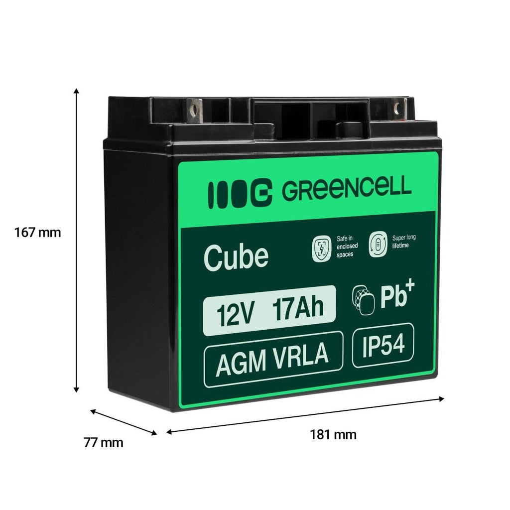 Green Cell AGM Battery Lead Acid VRLA 12V 17Ah for motor boats and electric - Battery - 17.000 mAh (2)